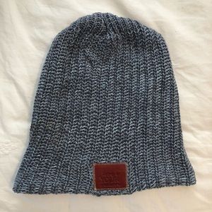 Love Your Melon beanie in cadet blue & light blue